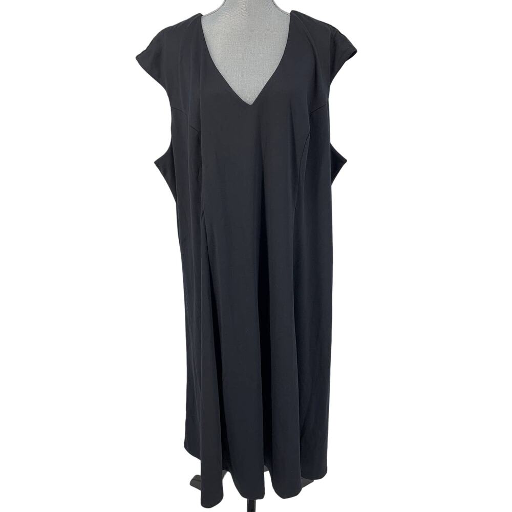 NWOT Roamans Womens Plus Size 30W Black V Neck Sleeveless Sheath Dress Career